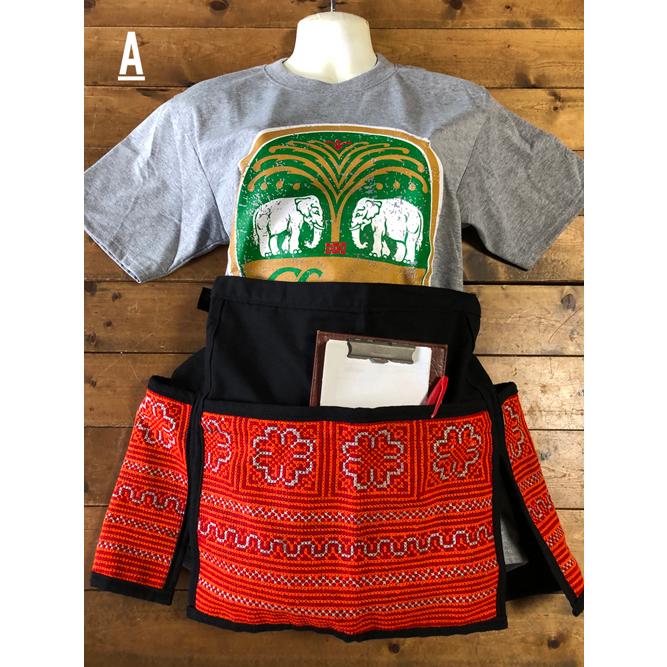 カフェエプロン　モン族刺（オレンジ系）　タイ雑貨　タイ料理　エプロン　モン族　民族衣装 |  | 15