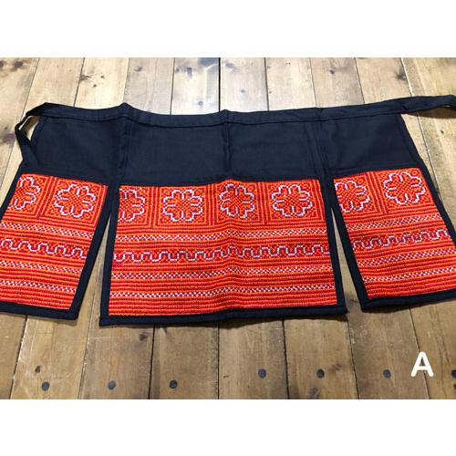 カフェエプロン　モン族刺（オレンジ系）　タイ雑貨　タイ料理　エプロン　モン族　民族衣装 |  | 01