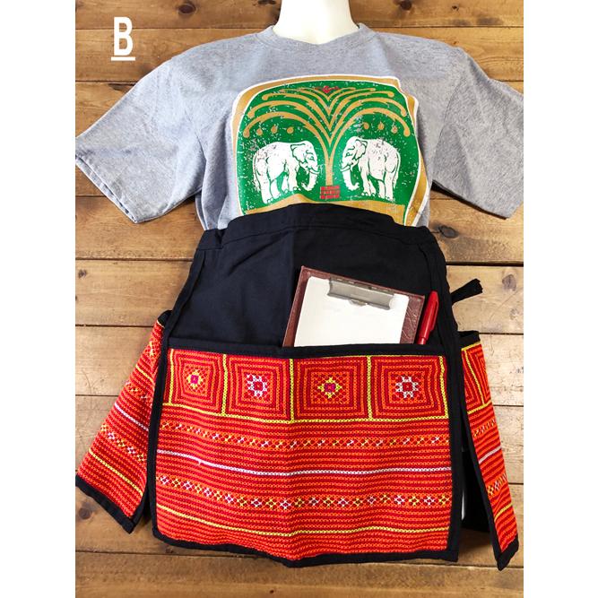 カフェエプロン　モン族刺（オレンジ系）　タイ雑貨　タイ料理　エプロン　モン族　民族衣装 |  | 16