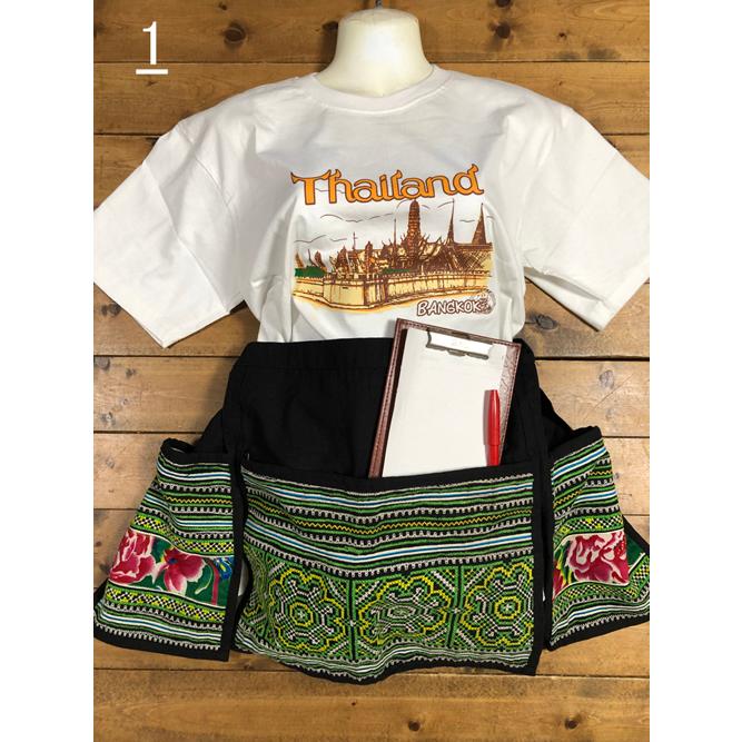 カフェエプロン　モン族刺（グリーン系）　タイ雑貨　タイ料理　エプロン　モン族　民族衣装 |  | 07