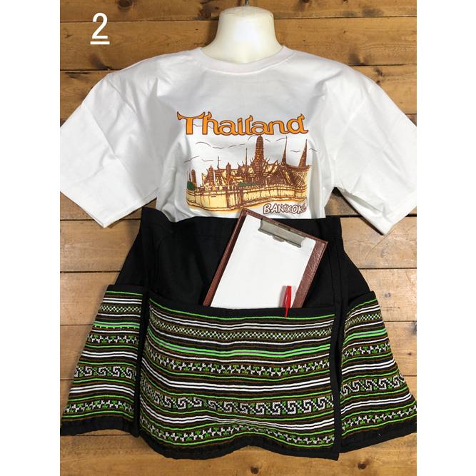 カフェエプロン　モン族刺（グリーン系）　タイ雑貨　タイ料理　エプロン　モン族　民族衣装 |  | 08
