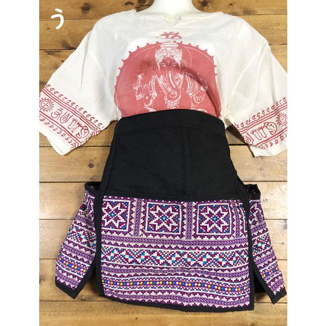カフェエプロン　モン族刺（パープル系）　タイ雑貨　タイ料理　エプロン　モン族　民族衣装 |  | 10