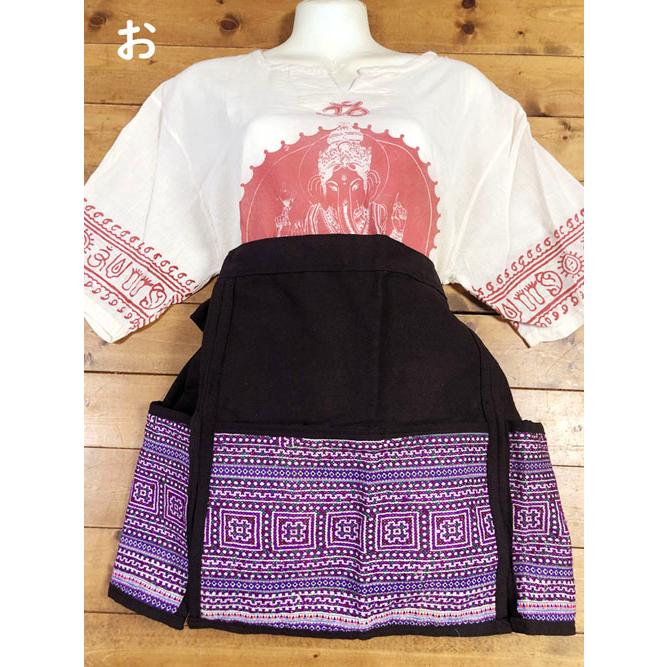 カフェエプロン　モン族刺（パープル系）　タイ雑貨　タイ料理　エプロン　モン族　民族衣装 |  | 14