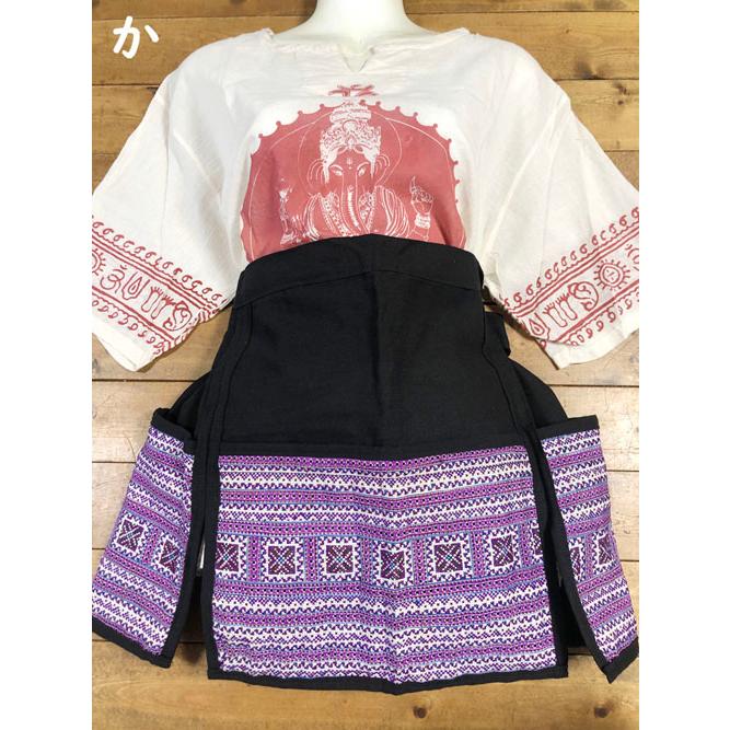 カフェエプロン　モン族刺（パープル系）　タイ雑貨　タイ料理　エプロン　モン族　民族衣装 |  | 16