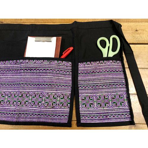 カフェエプロン　モン族刺（パープル系）　タイ雑貨　タイ料理　エプロン　モン族　民族衣装 |  | 03