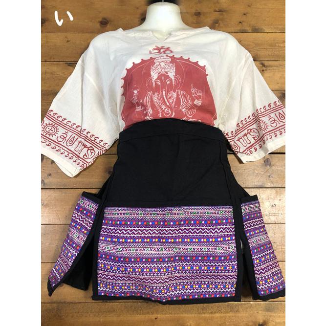 カフェエプロン　モン族刺（パープル系）　タイ雑貨　タイ料理　エプロン　モン族　民族衣装 |  | 08