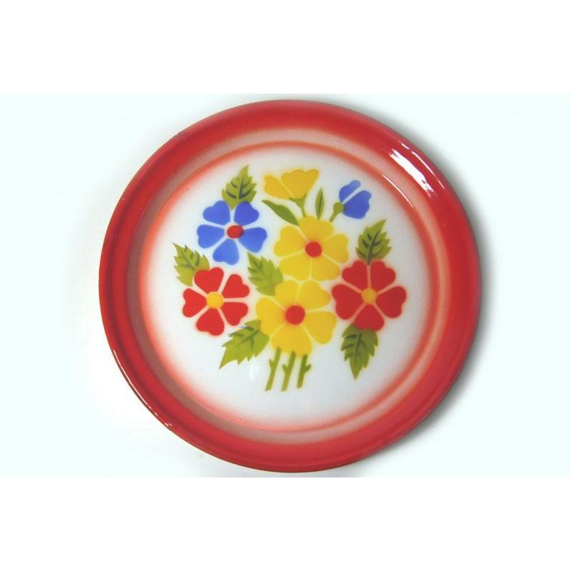 ホーロー平皿赤縁：23cm】 【C：23cm】 華やかな花柄 皿 タイ料理