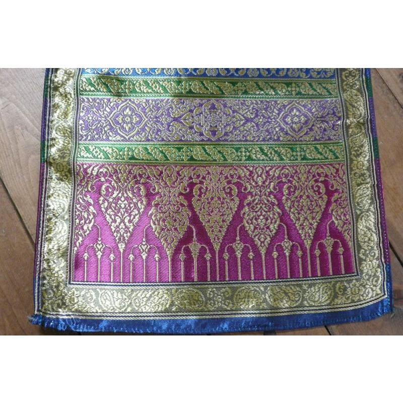 【テーブルランナー】3m（A)ブルー 　 タイ雑貨　タイ料理　テーブルウェア　テーブルランナー　シルク |  | 05