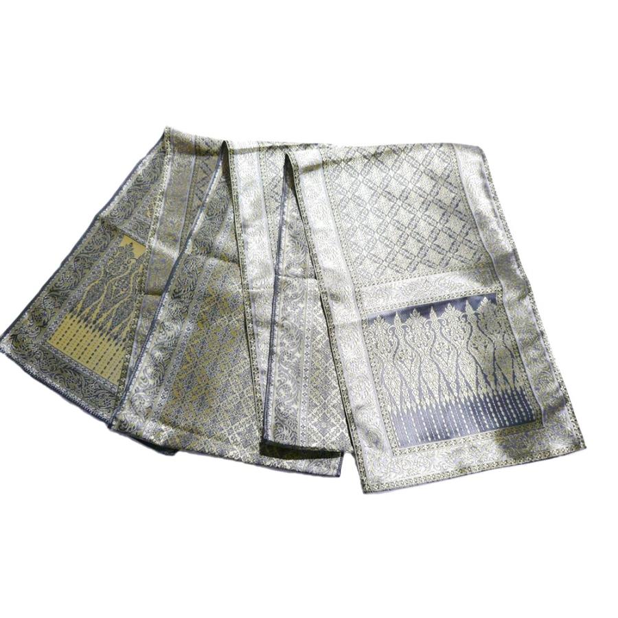 【テーブルランナー】3ｍ （C）グレー　タイ雑貨　タイ料理　テーブルウェア　テーブルランナー　シルク |  | 02