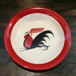 Thailand食器類 にわとり食器 赤フチ 18.5cm】 にわとり柄食器・タイ北部・ランパーン