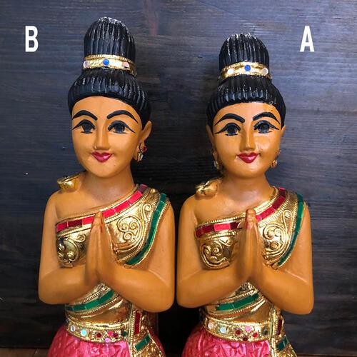 サワディー人形】 【座り姿 38cm】】 タイの置物 木製 ハンドメイド