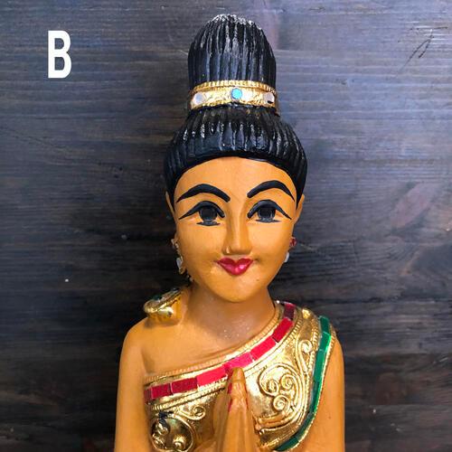 サワディー人形】 【座り姿 38cm】】 タイの置物 木製 ハンドメイド