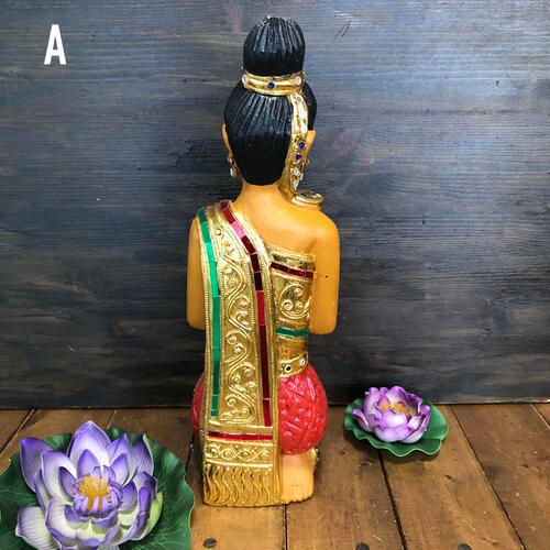 サワディー人形】 【座り姿 38cm】】 タイの置物 木製 ハンドメイド