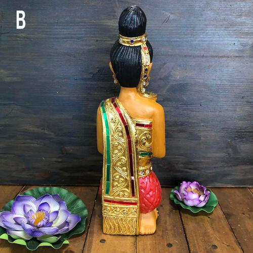 サワディー人形】 【座り姿 38cm】】 タイの置物 木製 ハンドメイド