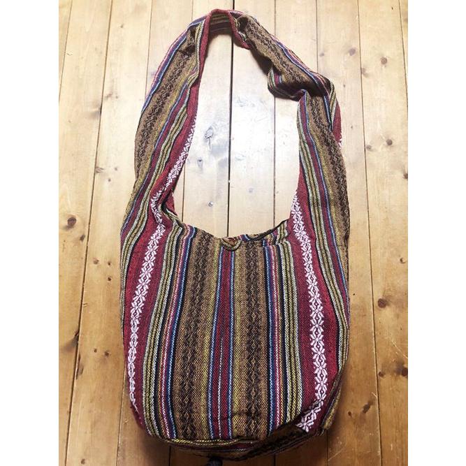 【サドゥーバック 】（E）【　ゲリコットン柄　エンジ】　ショルダーバック、肩かけバック　マザーバック　アジアン　タイ雑貨 |  | 01