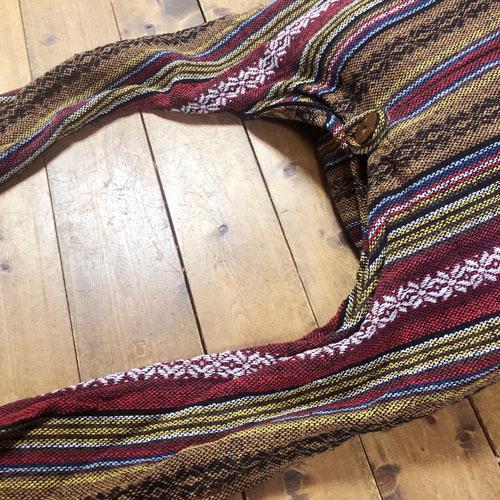 【サドゥーバック 】（E）【　ゲリコットン柄　エンジ】　ショルダーバック、肩かけバック　マザーバック　アジアン　タイ雑貨 |  | 05