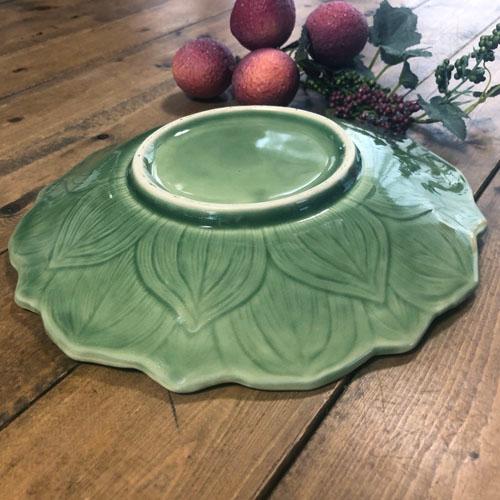 蓮 23cm】蓮の花 セラドン陶器 セラドン食器 陶器 タイ料理 アジアン