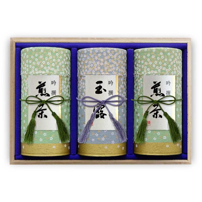 2026年新茶 お茶 ギフト#74 和染め缶 木箱 3缶セット(極上八女茶 極上
