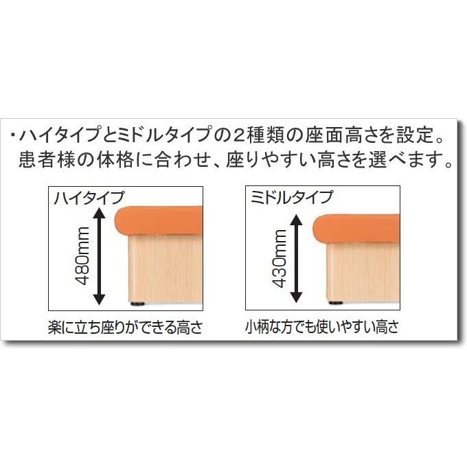 クリニック 病院待合椅子 コクヨ ロビーチェアー600 3人掛けアームレスチェアー 背なし ハイタイプ W1800 D550 H480 PVCレザー CN-W603BH_6