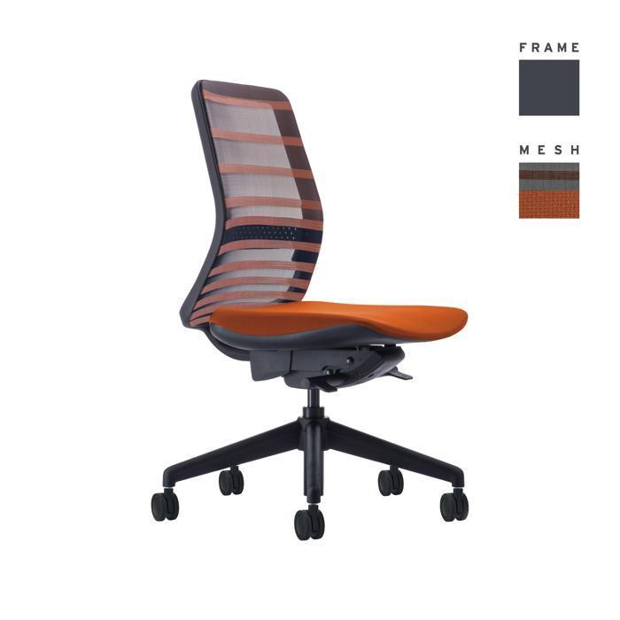 トニック 肘なし フレームブラック オレンジ koplus メッシュバック チェア オフィスチェア ワークチェア テレワーク
