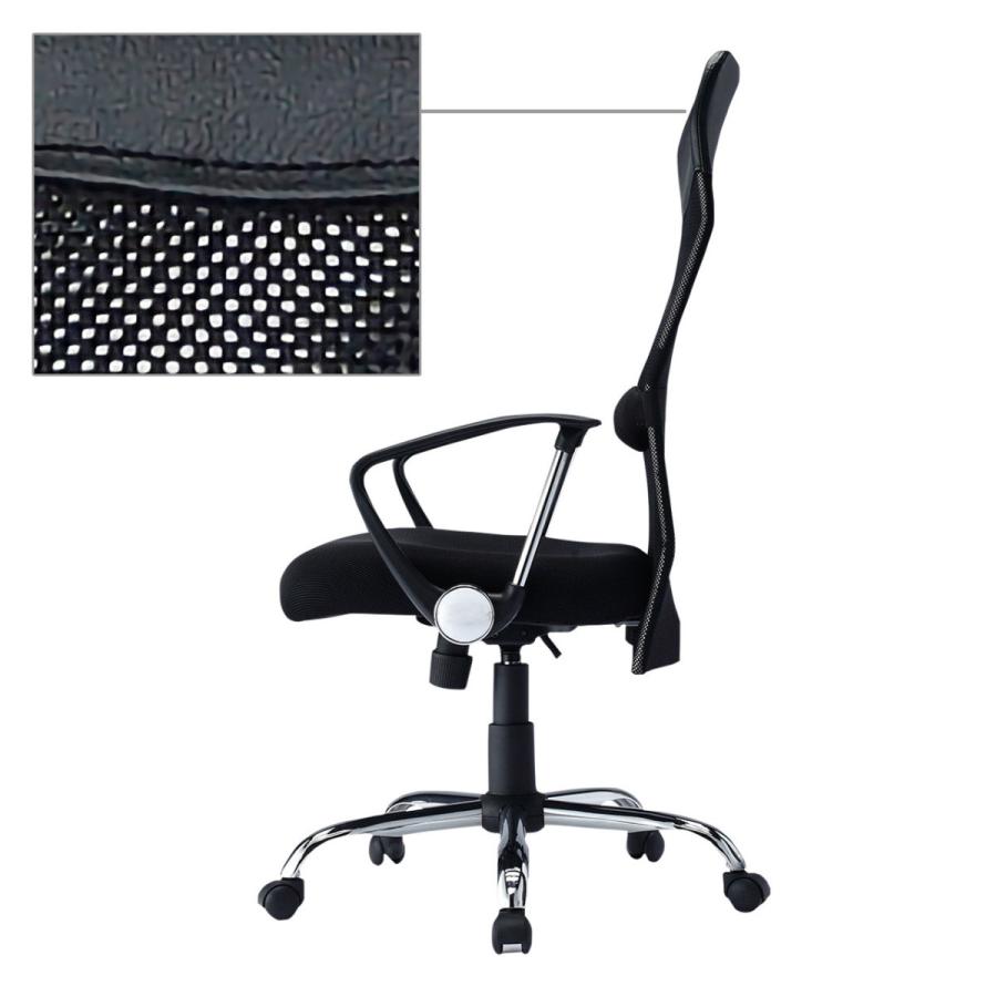 オフィスチェア SNC-NET15ABK バックメッシュ  ヘッドレスト付き 座面ガス圧昇降 ランバーサポート付き ひじ掛けあり サンワサプライ_2