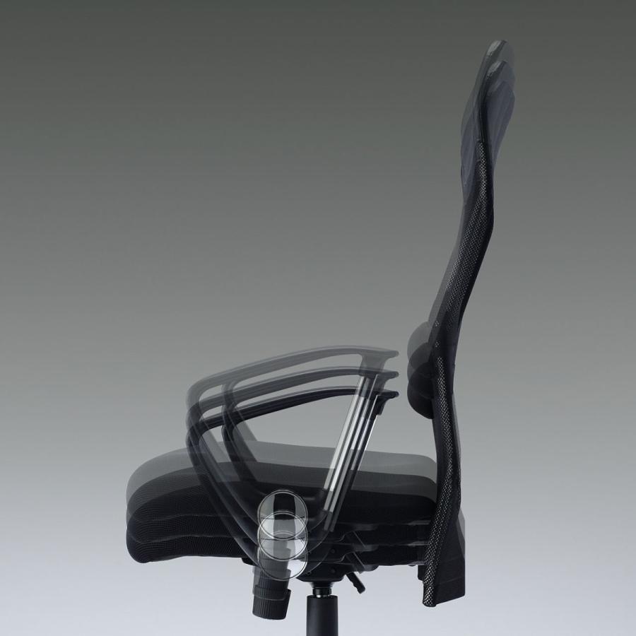 オフィスチェア SNC-NET15ABK バックメッシュ  ヘッドレスト付き 座面ガス圧昇降 ランバーサポート付き ひじ掛けあり サンワサプライ_5