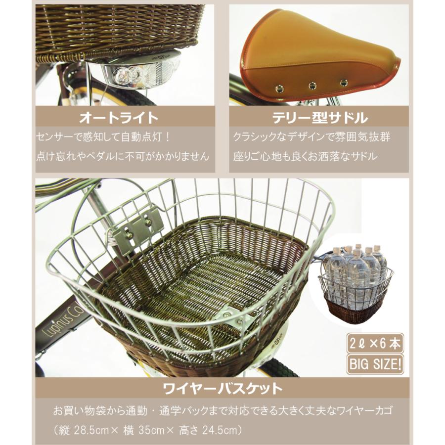 自転車 26インチ 樹脂後ろ子乗せセット シティサイクル LP-266VA-KNRJ 東京・神奈川・大阪送料無料！ | Lupinus | 02