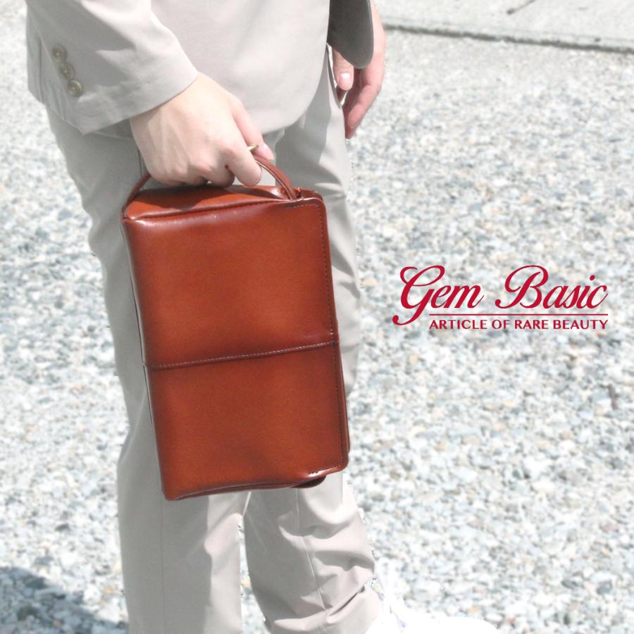 セカンドバッグ クラッチバッグ 日本製 豊岡製 gem basic 本革 角型 軽量 茶 メンズ ストラップ ビジネス カジュアル フォーマル gembasic-second-1 父の日 |  | 11