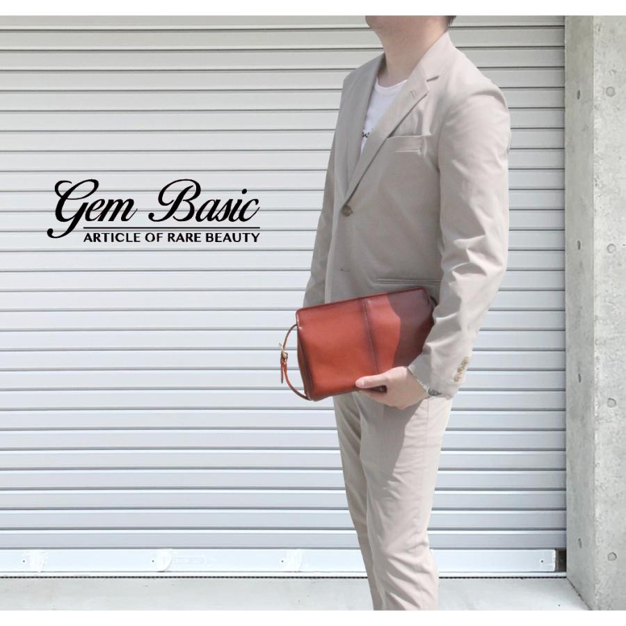 セカンドバッグ クラッチバッグ 日本製 豊岡製 gem basic 本革 角型 軽量 茶 メンズ ストラップ ビジネス カジュアル フォーマル gembasic-second-1 父の日 |  | 04