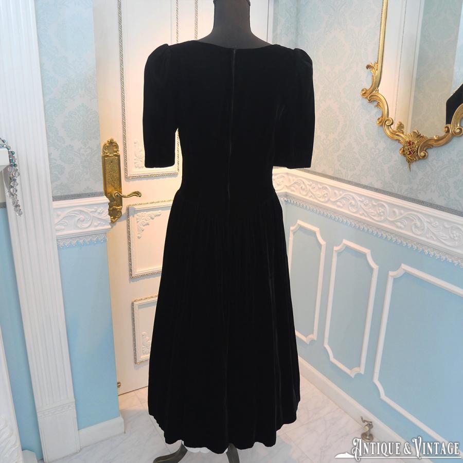 GUNNE SAX 80s ヴィンテージレース襟付きヴィクトリアンベロアドレス  