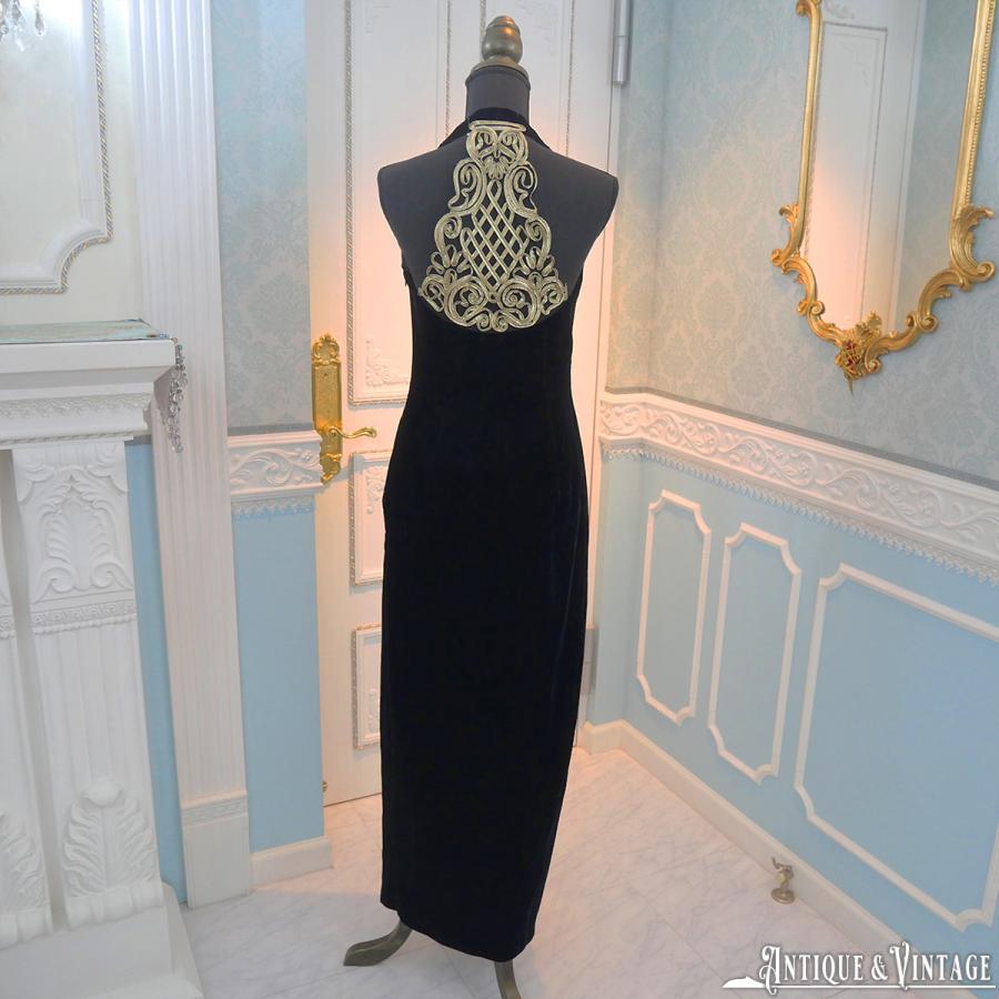 GUNNE SAX 90s ヴィンテージブラックベロアイブニングドレス : CHAMBER  