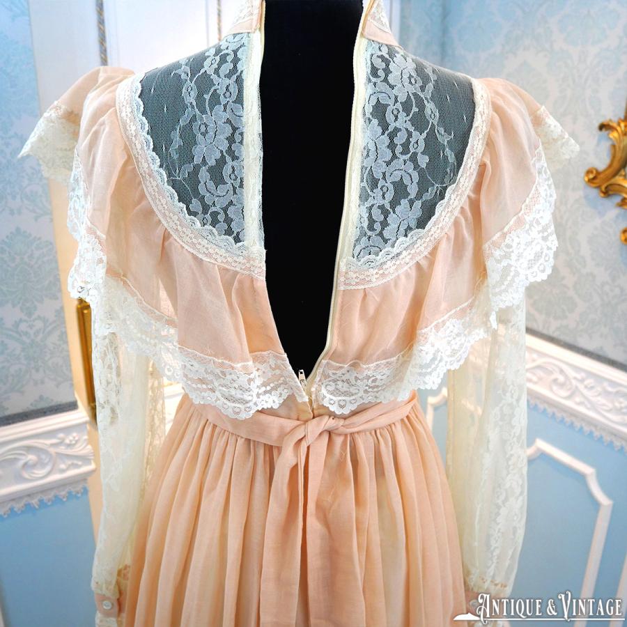GUNNE SAX 70s ヴィンテージペールピンクロマンチックドレス : CHAMBER 