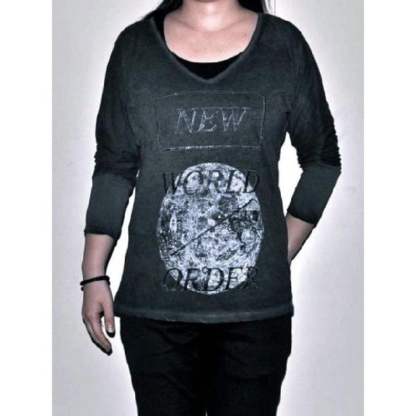 PRINCE PETER レディース プリンス・ピーター NEW WOLD ODER 3/4スリーブ Tシャツ ブラック *SALE 30%OFF