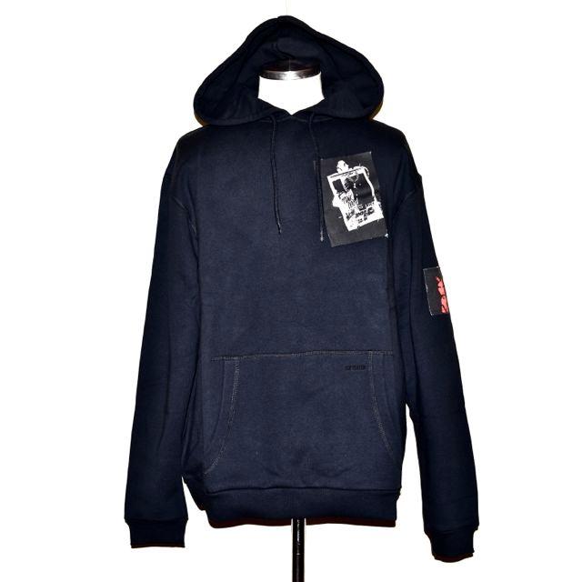 RAF SIMONS x FRED PERRY ラフ・シモンズ x フレッドペリー コラボ SM9044 PRINTED PATCH HOODED SWEAT BLACK ブラック｜chambray-store