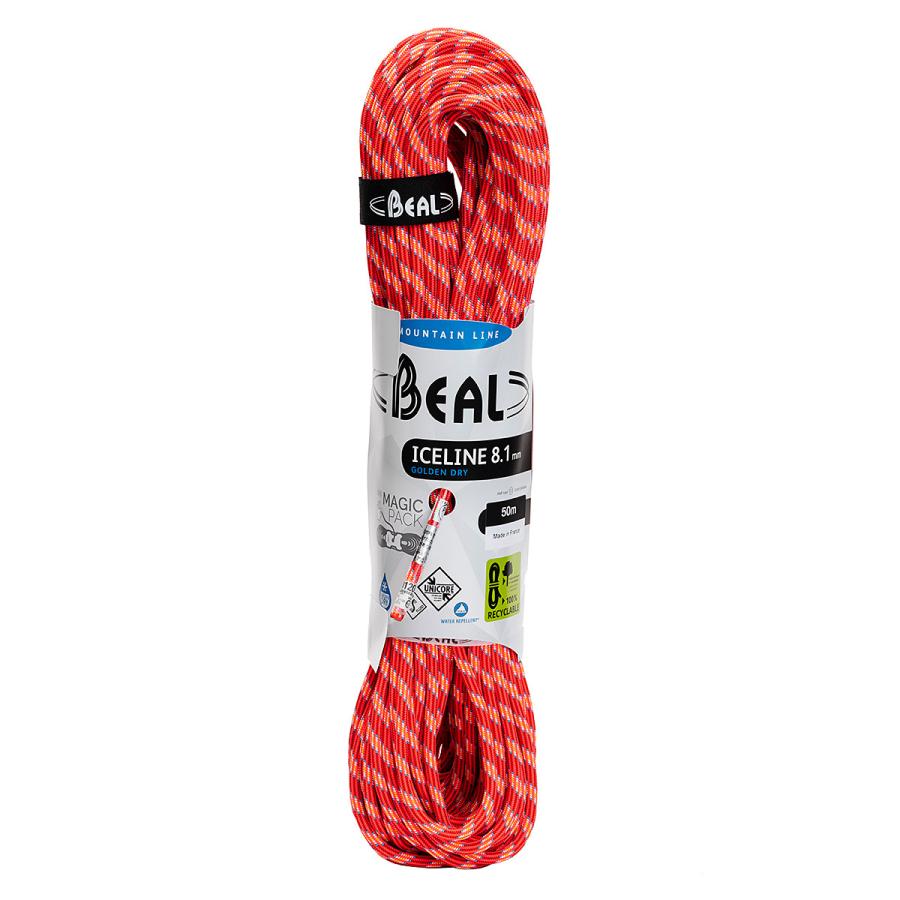 ロープ BEAL ベアール 8.1mm アイスライン ユニコア 60m ゴールデン