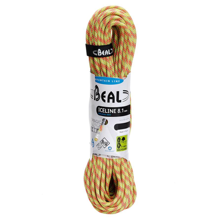 ロープ BEAL ベアール 8.1mm アイスライン ユニコア 60m ゴールデン 