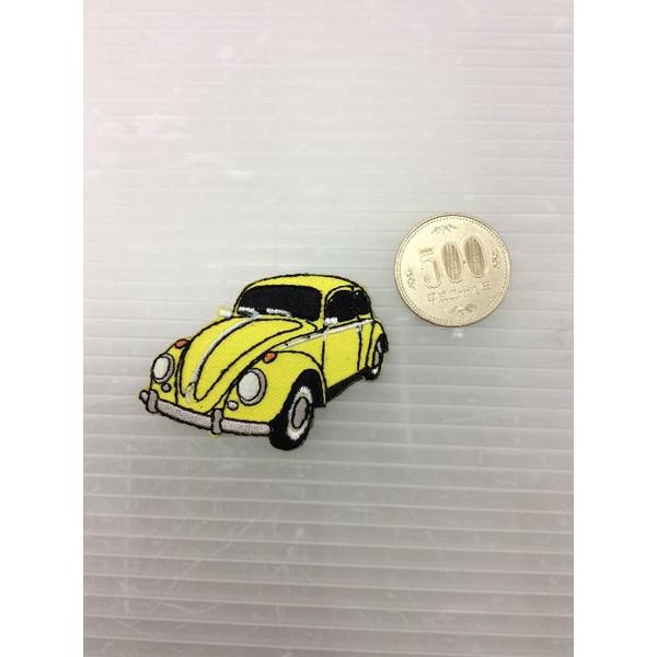 小型刺繍ワッペン(ED) （V.W.ビートル＜黄＞）フォルクスワーゲン 