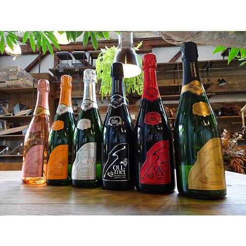 ソウメイ　6本セット(空き瓶) アルミケース付き 楽天市場】【正規品ソウメイシャンパン】コンプリート6種