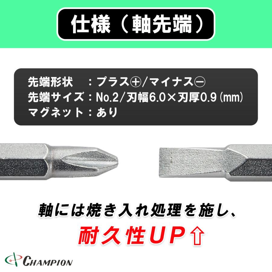 差替ドライバー (+2/-6.0)×100 プラス・マイナス兼用 差替式 六角軸