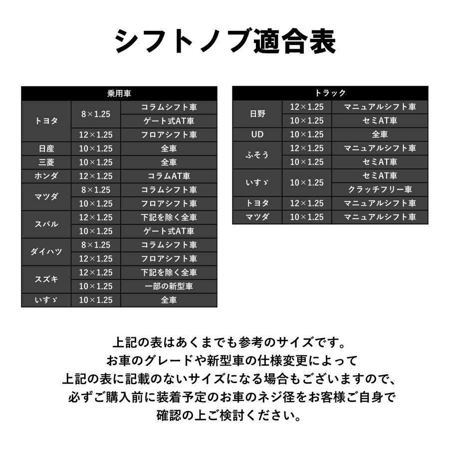 シフトノブ 汎用 M8 M10 M12 1.25mm AT車用 MT車用 90mm 8mm 10mm 12mm おしゃれ クリア 樹脂 黒色 日本製 クリスタルブラックシフトノブ No.SK-CBSK｜championtool｜04