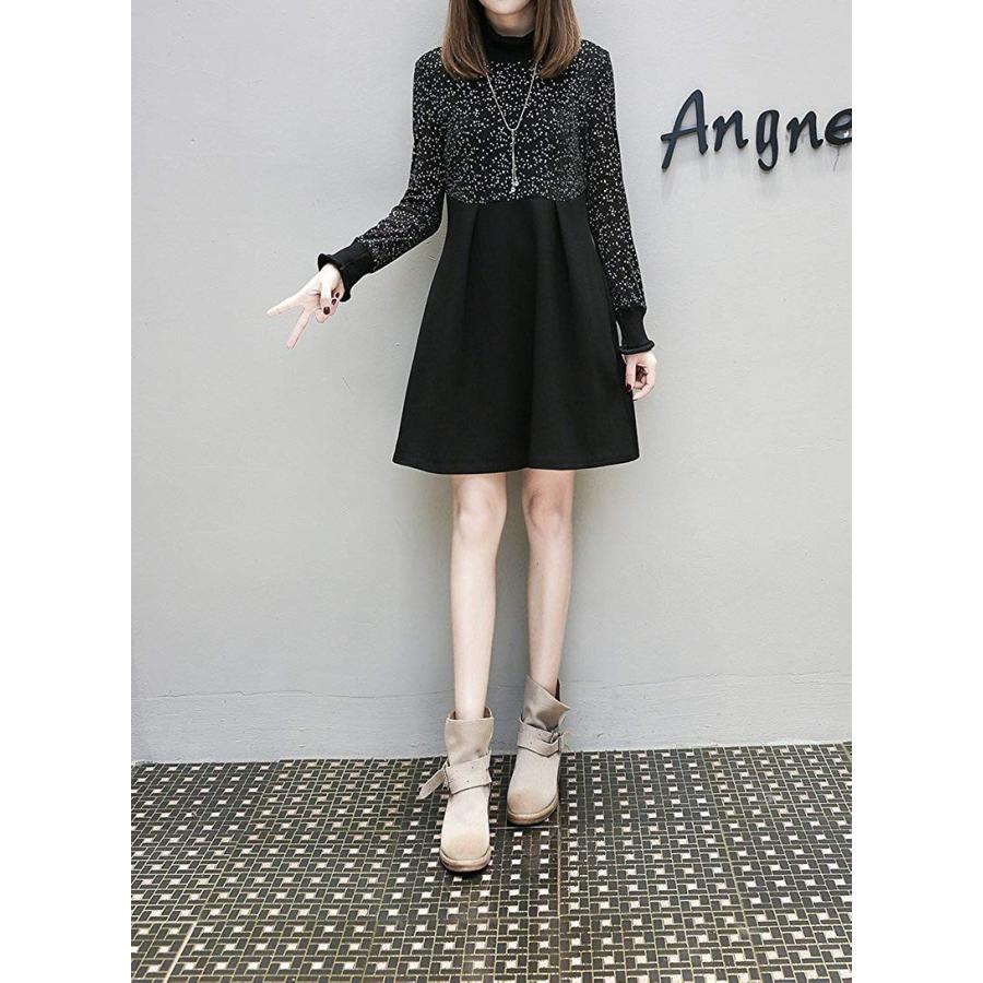 長袖 ハイネック Aラインワンピース ミニ丈 きれいめ 黒 Ll 3l 4l 5l 6l 大きいサイズ 3l Le 32 Com