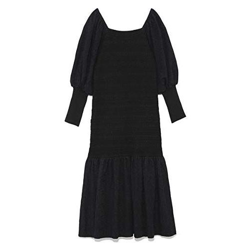 日本製 リリーブラウン 異素材切替えニットワンピース Lwno レディース Blk 日本 F Free サイズ 交換無料 Talentoindustrial Com