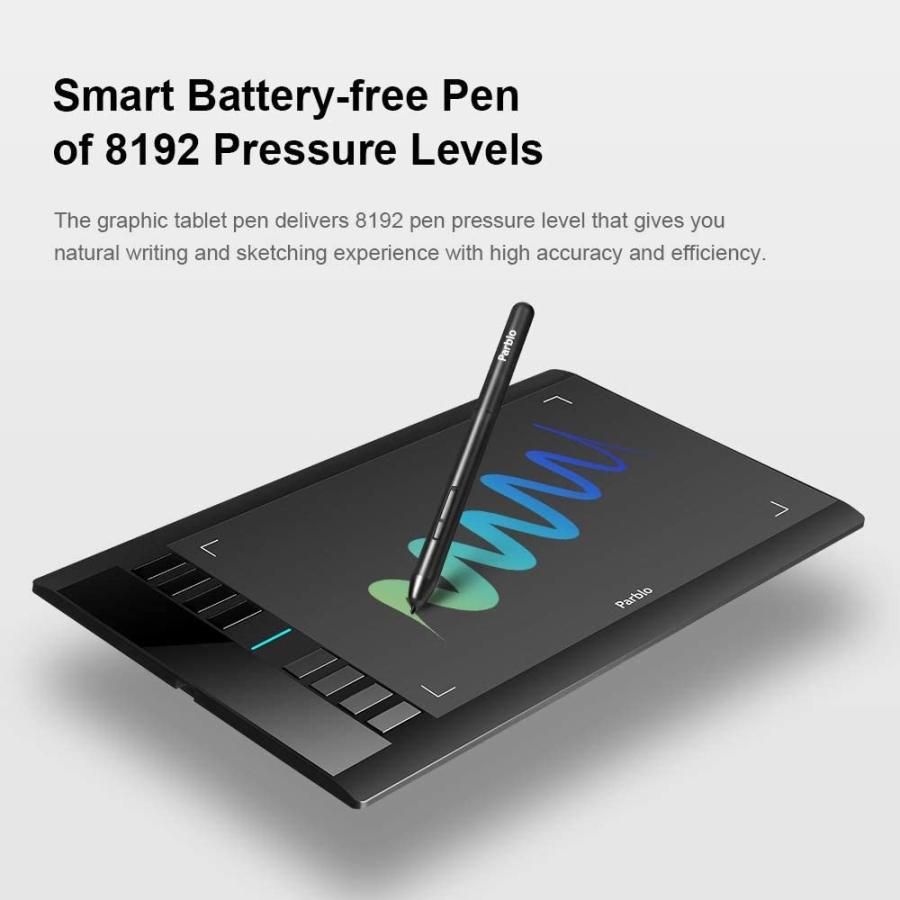 Parblo A610 V2 ペンタブレット 8192レベル筆圧 バッテリー充電不要 8個ショートカットキー 10 6インチ ブラック Wi Www Unipymes Com