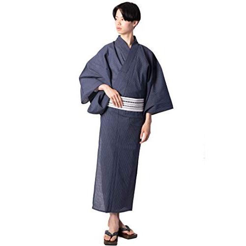 国内配送 浴衣 メンズ セット 5点セット 綿麻浴衣 角帯 腰紐 下駄 着付けガイドブック付き メンズ浴衣 男着物専門店品質 Ll 濃紺 絶対一番安い Cih Dev Humbird Com