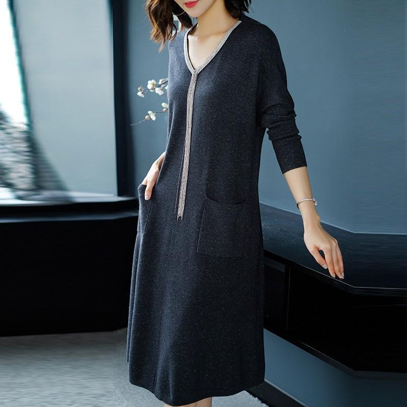 新しい到着 ワンピース ニット ロング マキシ丈 暖かい 大人 レディース 大きいサイズ 秋 冬 Vネック ライン グレー ブラウン ブラック M チャンムーオンラインストア 通販 Yahoo ショッピング 日本産 Www Doctor Plan Com