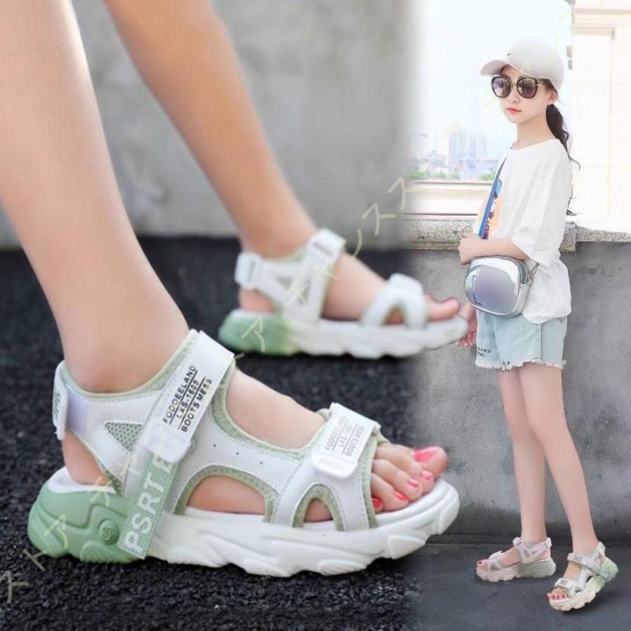 サンダル スポーツシューズ おしゃれ キッズ 女の子 靴 おしゃれ サンダル スニーカーサンダル スポーツシューズ 子供 発表会 レザー 本革 マジックテープ 滑り止め ベビー プリンセスシューズ チャンスストア 靴 02y Fix Bll034 クリアランスファッション