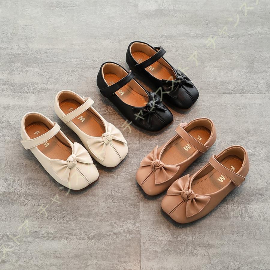 子供靴 子供用 フォーマルシューズ フォーマル靴 ドレスシューズ パンプス ぺたんこシューズ スクエアトゥ リボン マジックテープ シンプル 無地 発表会 58 Off
