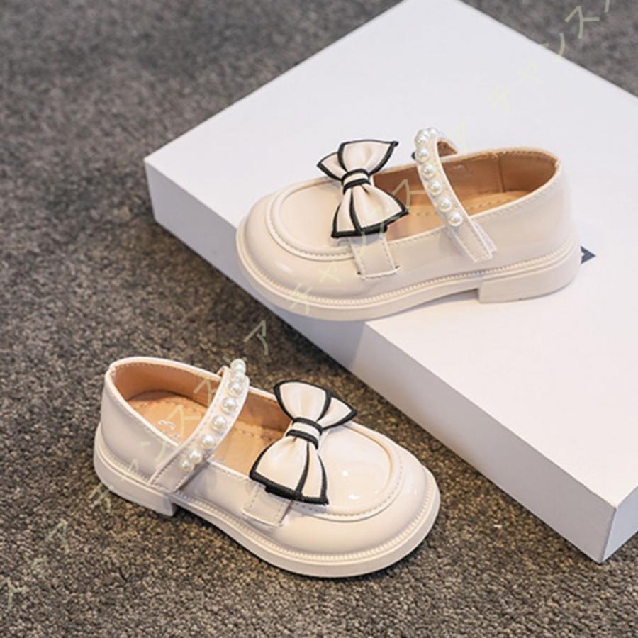 フォーマルシューズ キッズ 女の子 子供 ガール バレエシューズ エナメル ドレスシューズ 軽い リボン パール マジックテープ ラウンドトゥ ぺたんこ 配送員設置送料無料
