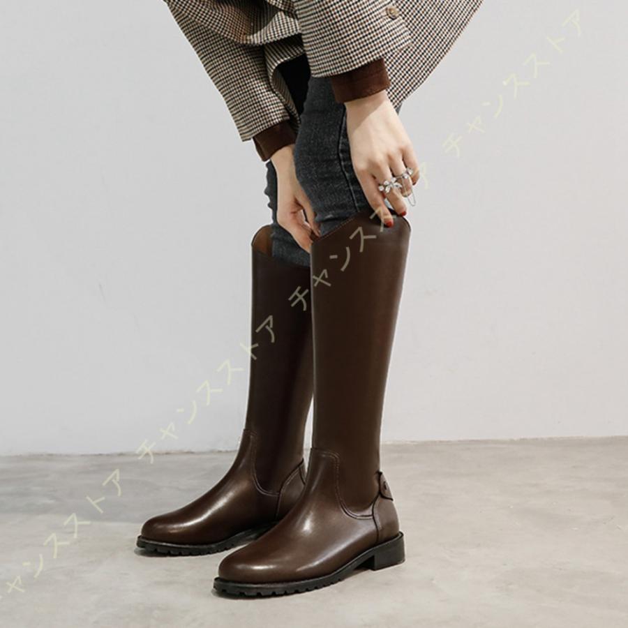 日本産 ジョッキーブーツ レディース ロング 大きい 筒周り ハイブーツ ラウンドトゥ 太めヒール エンジニアブーツ バックジッパー付き ロングブーツ 美脚 ぺたんこ 新規購入 Nicmosul Org