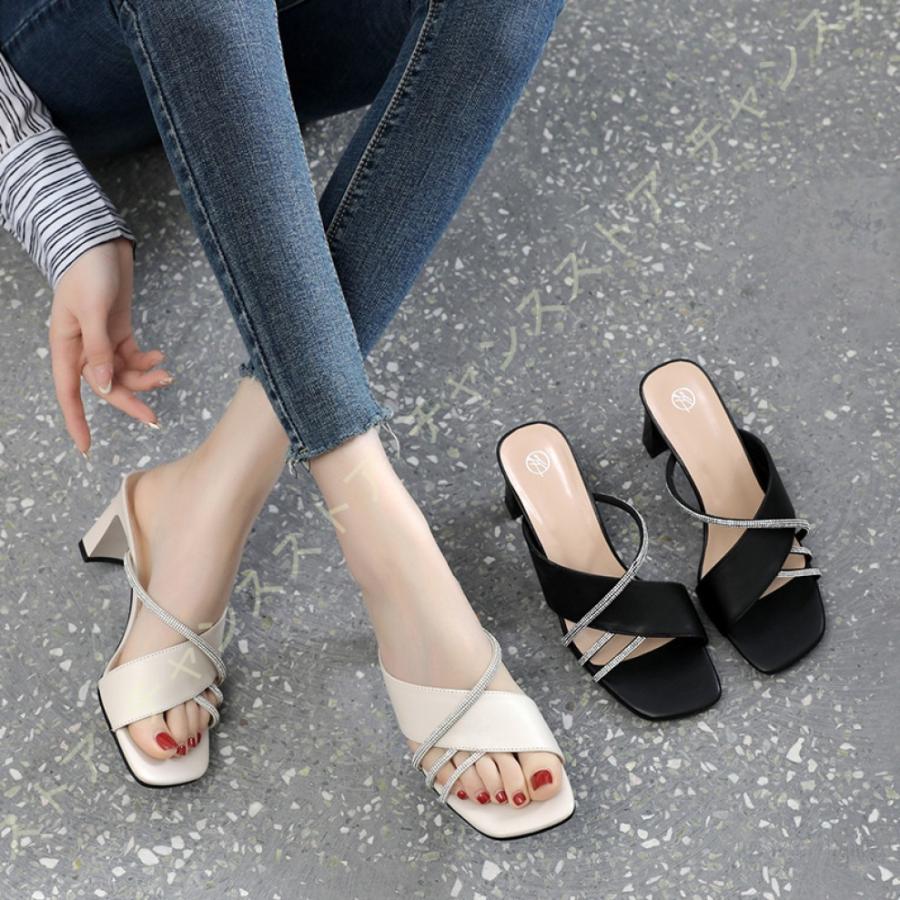 良好品 レディース オフィスサンダル ヒール 歩きやすい レディース サンダル ミュール ヒール 歩きやすい レディース サンダル ミュール 黒 6 5cmヒール レディース靴 ミュール かわいい ミュール 疲れない 牛革 サンダル ミュール Www Reinnec Cl